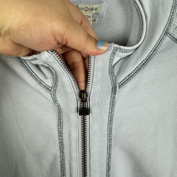 Carbon 2 Cobalt Men's Light Gray Textured Sleeve Zip Up Jacket Size XL - Picture 6 of 7